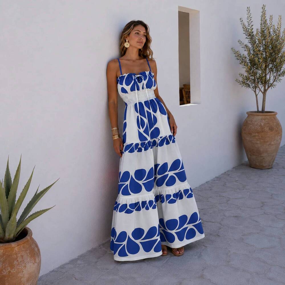 NEW MYSTERY RESORT thalassa maxi dress in blue